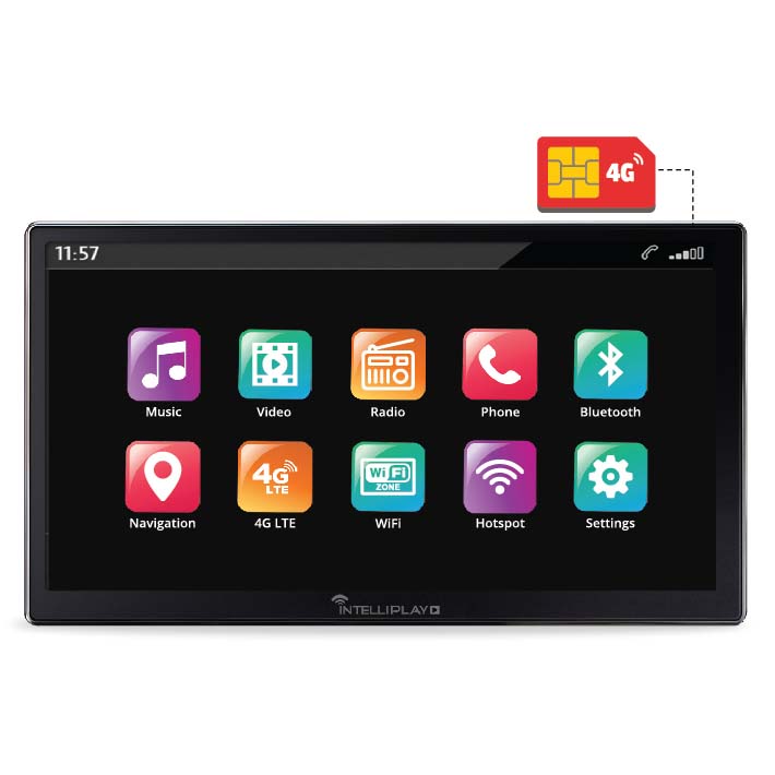 IntelliPlay Lite - 9 inch (2GB/32GB) with 4G SIM, GPS Tracking, Android  Auto, Apple CarPlay* 2 DIN, OEM Frame